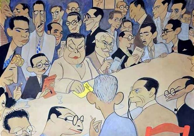 Acuarela Sobremesa sabática, de Conrado Massaguer.