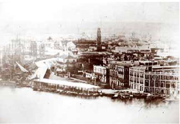 Tinglados del muelle habanero, 1860. (Foto de O. B. Loomis).
