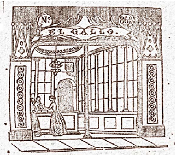 Una tienda en la calle Muralla, 1852. (Revista El Almendares).