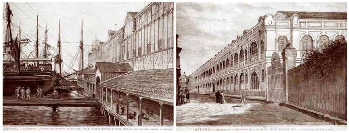 Ampliación de los almacenes de depósito de San José, 1887 (Grabados de La Ilustración Española).