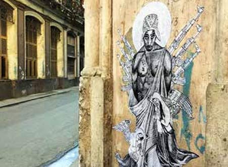 Un símbolo iconográfico: la imagen del rapero 2Pac, en La Habana Vieja.